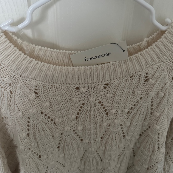 NWT Francesca’s Collection - Cream Elodie Cable Knit Pullover Sweater - Picture 3 of 4